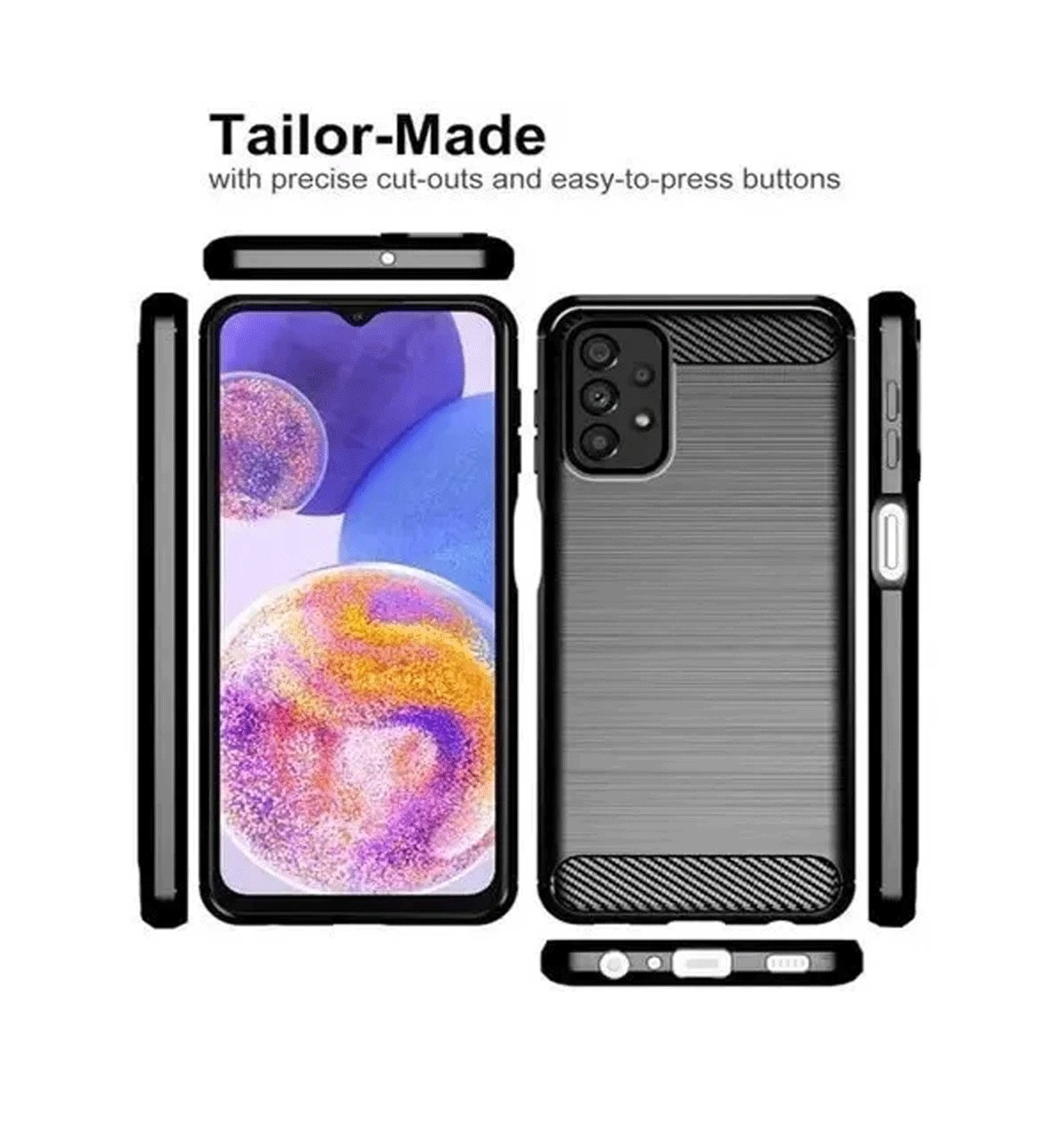 Protectores para celular  para Samsung  A23 Funda de tpu fibra de carbono Negro